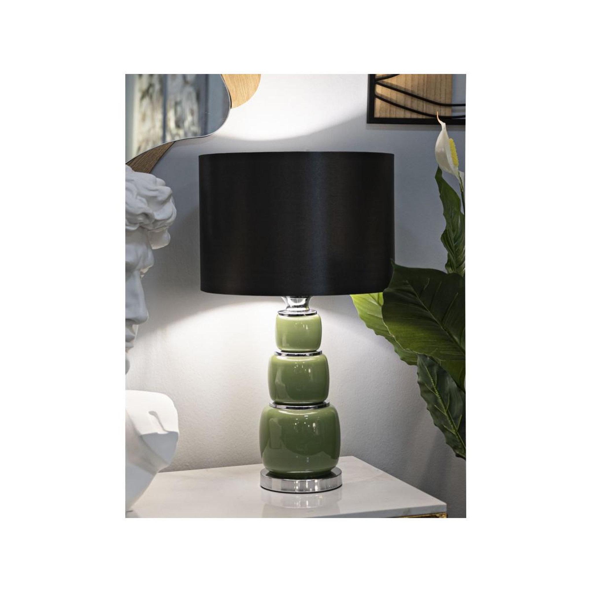 Voir la diapositive 5 : Paris Prix Lampe à poser en verre  eva three  57cm vert & noir