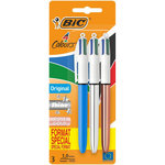 BIC Lot de 3 stylos bille 4 couleurs rétractables format spécial