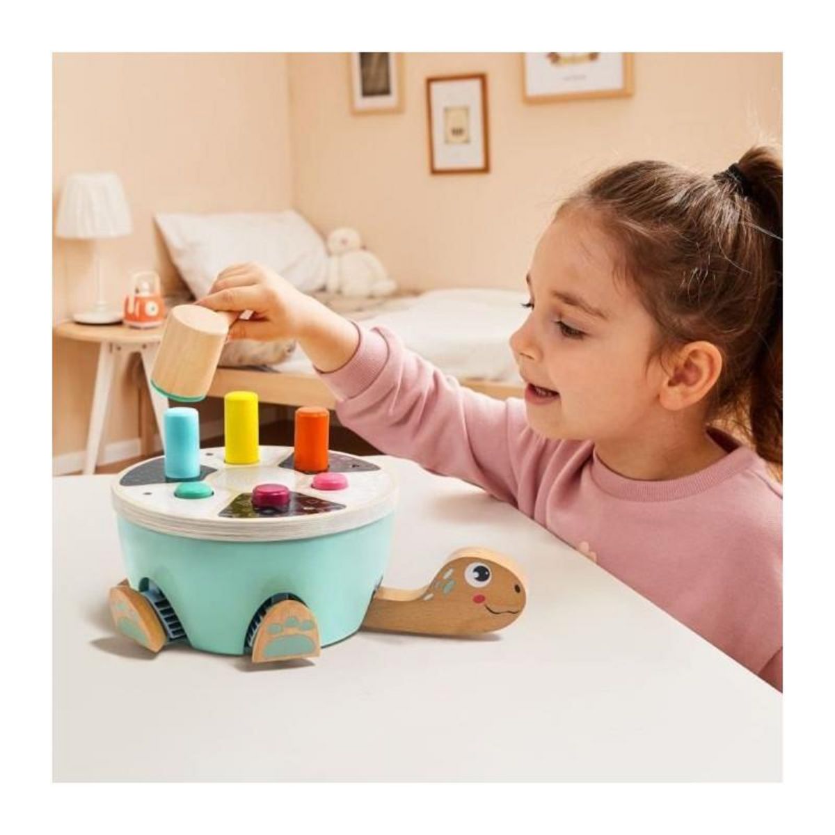 TOPBRIGHT Jeu de Tape-Tape Tortue - TOP BRIGHT - Bâtons Colorés - Marteau en Bois - Pattes - Tete - Queue