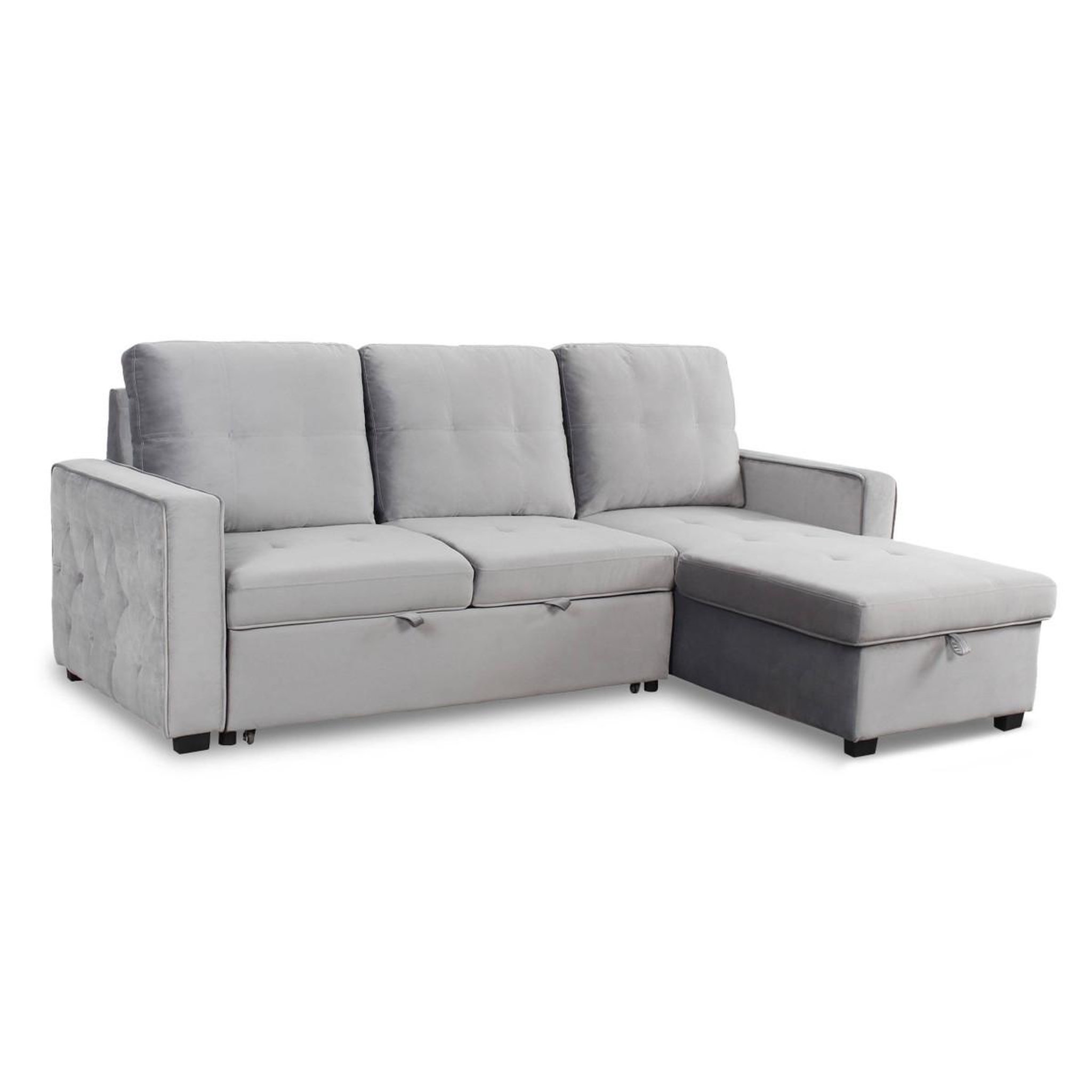 Voir la diapositive 2 : Paris Prix Canapé d'angle convertible  rabano  230cm argent