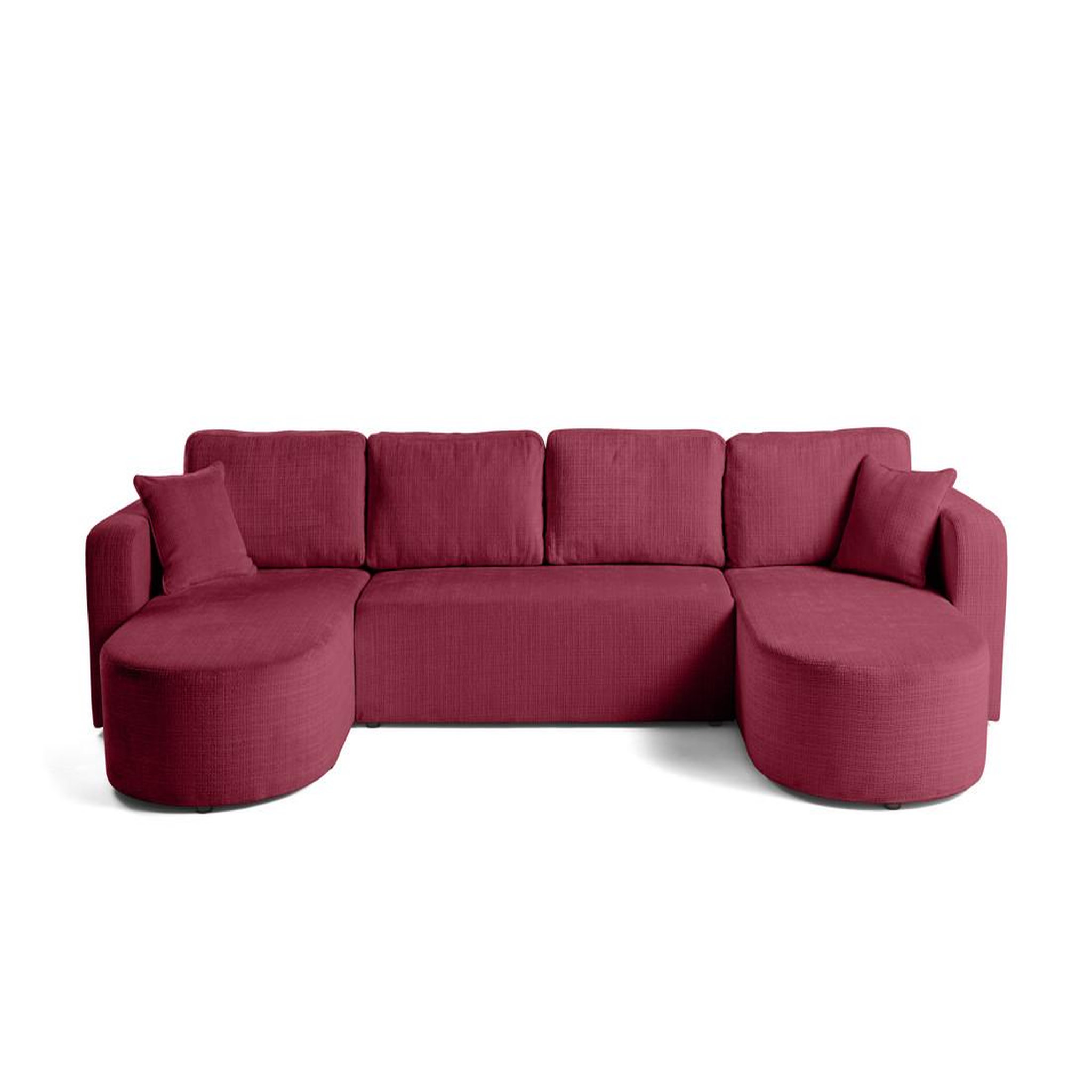 Voir la diapositive 1 : BEST MOBILIER Miro - canapé panoramique en u 7 places - convertible avec coffre - en velours texturé