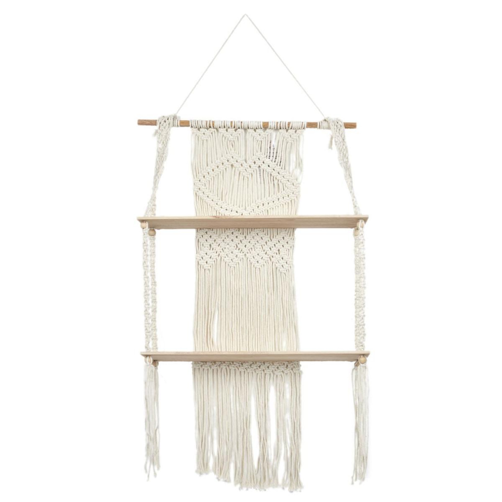 Voir la diapositive 1 : The Home Deco Factory Étagère déco 2 niveaux  boho  85cm beige