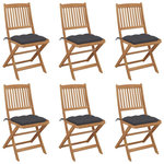 VIDAXL Chaises pliables de jardin lot de 6 avec coussins Bois d'acacia