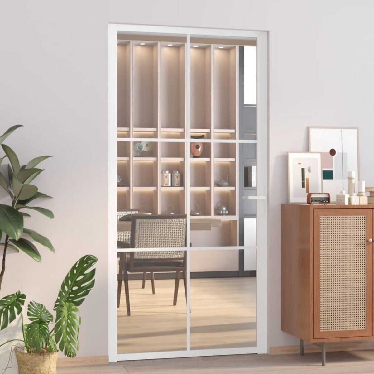 VIDAXL Porte interieure 102,5x201,5 cm Blanc Verre ESG et aluminium