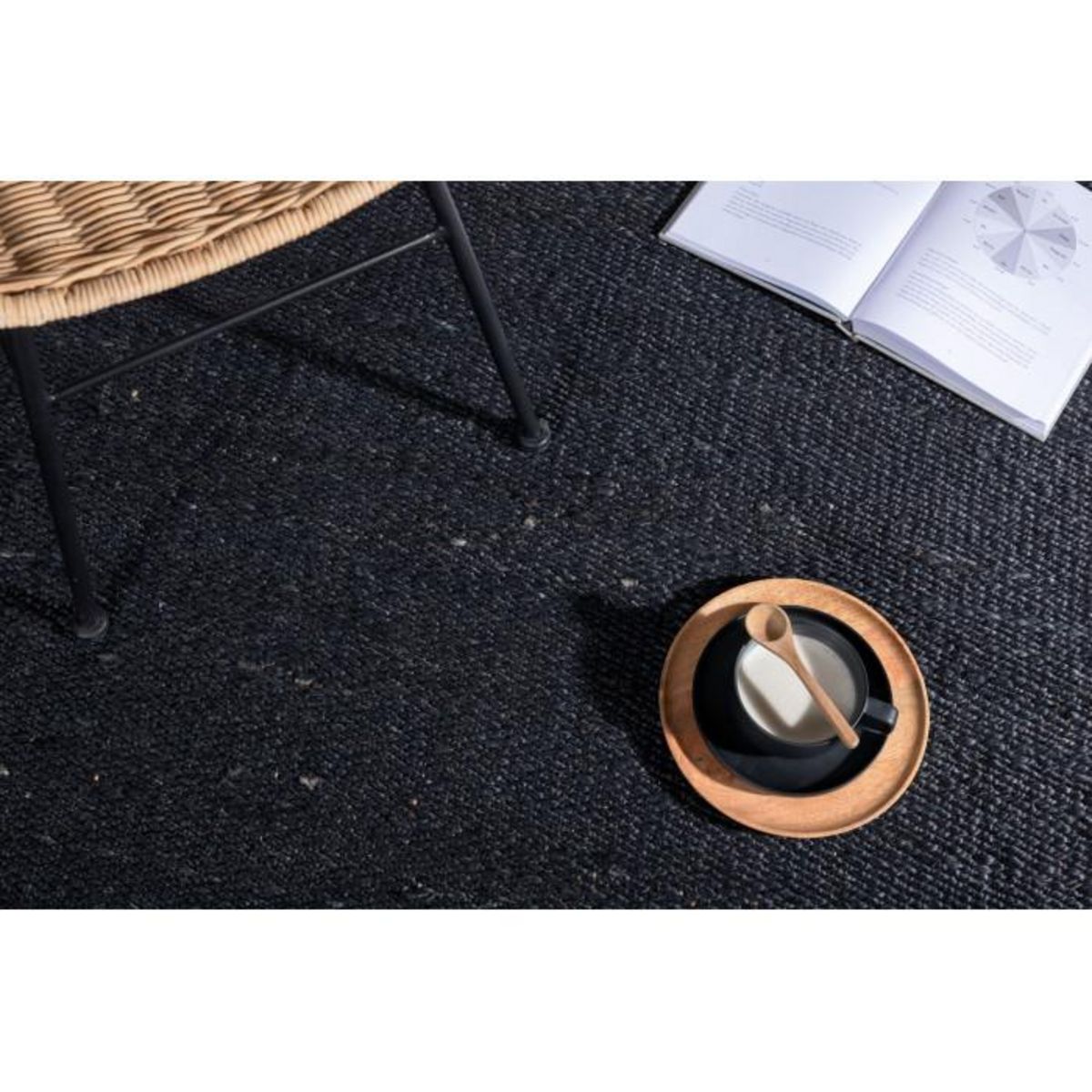 Paris Prix Tapis Déco en Jute  Kali  200x300cm Noir