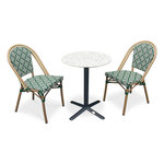 Paris Prix Ensemble Table de Jardin en Terrazzo & 2 Chaises  Bistro  60cm Vert