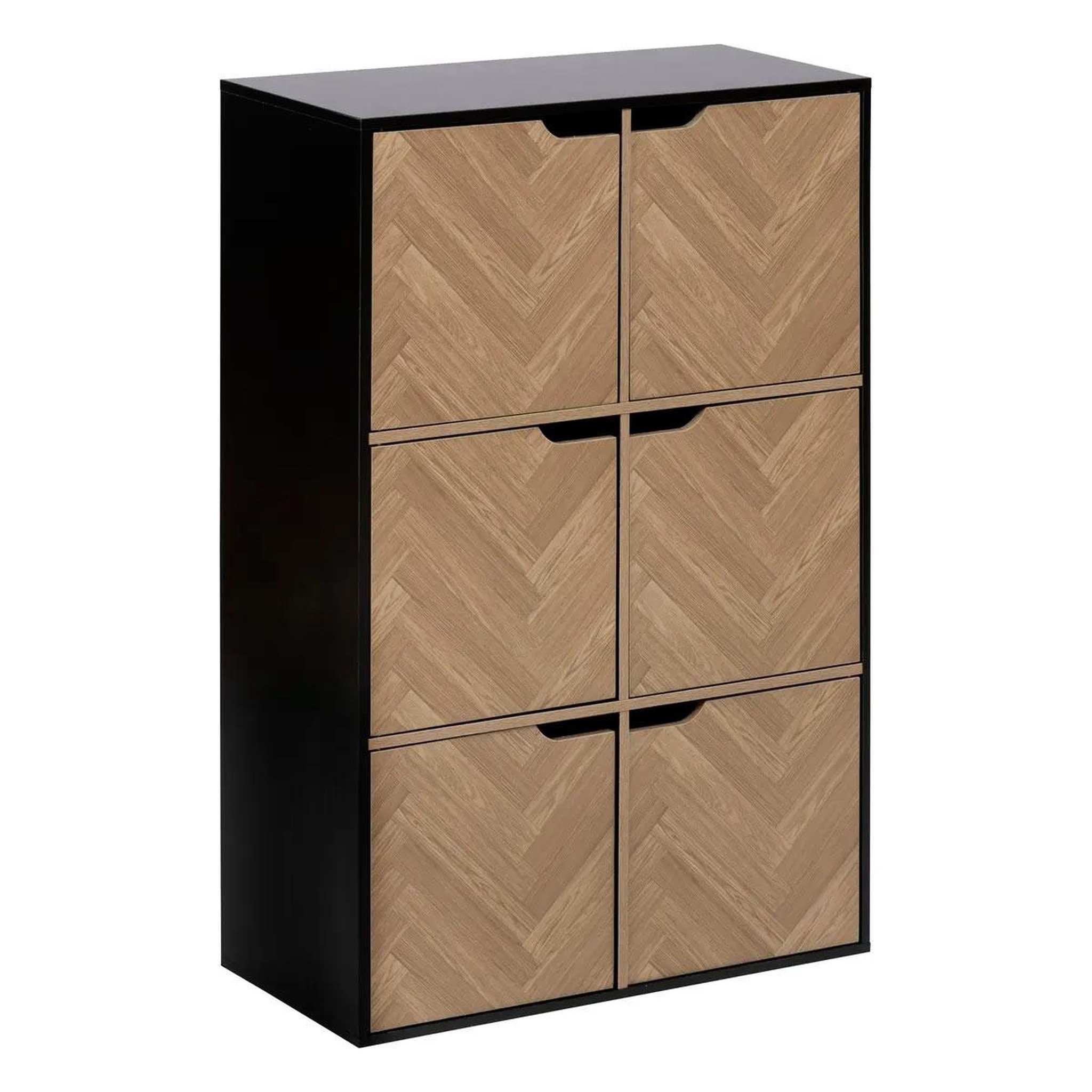 FIVE Étagère 6 cases  chevrons  100cm naturel & noir