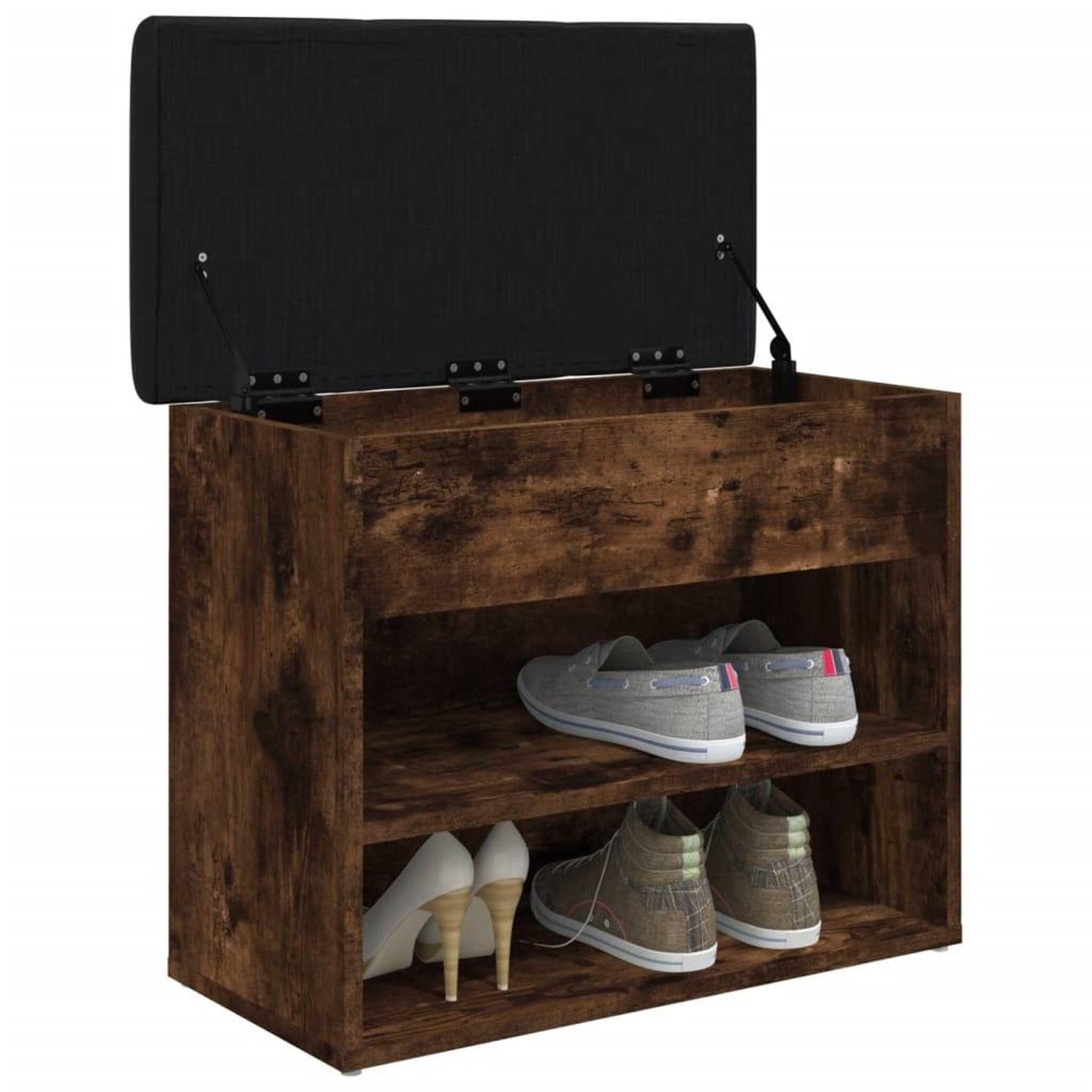 Voir la diapositive 4 : VIDAXL Banc a chaussures chene fume 62x32x50 cm bois d'ingenierie