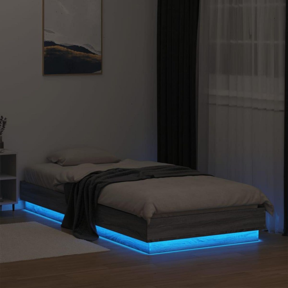VIDAXL Cadre de lit sans matelas avec lumieres LED 90x200 cm