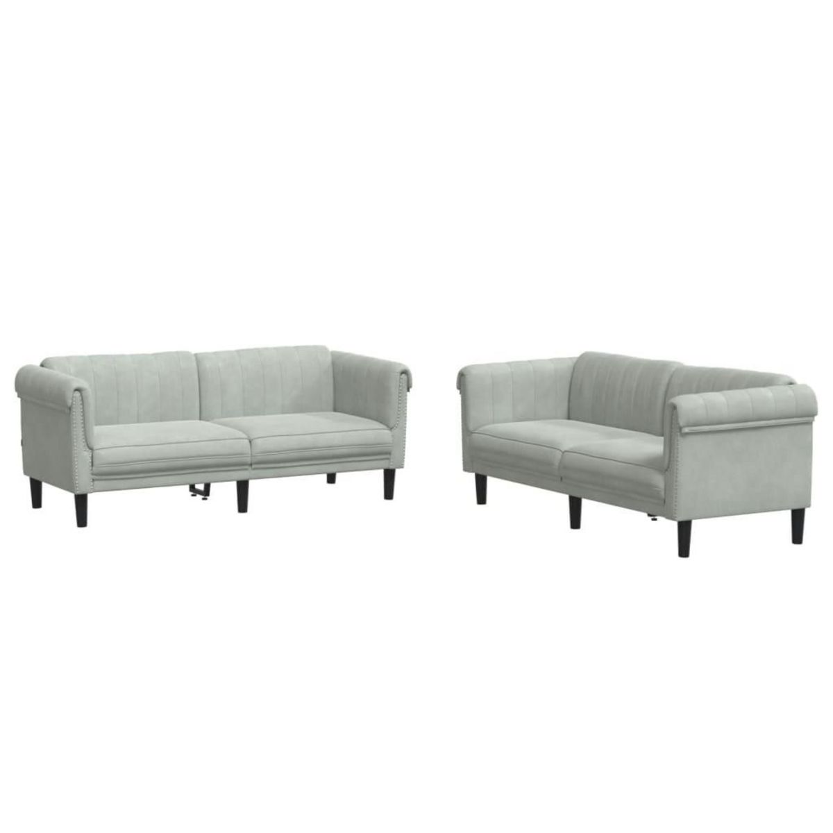 VIDAXL Ensemble de canapes 2 pcs gris clair velours