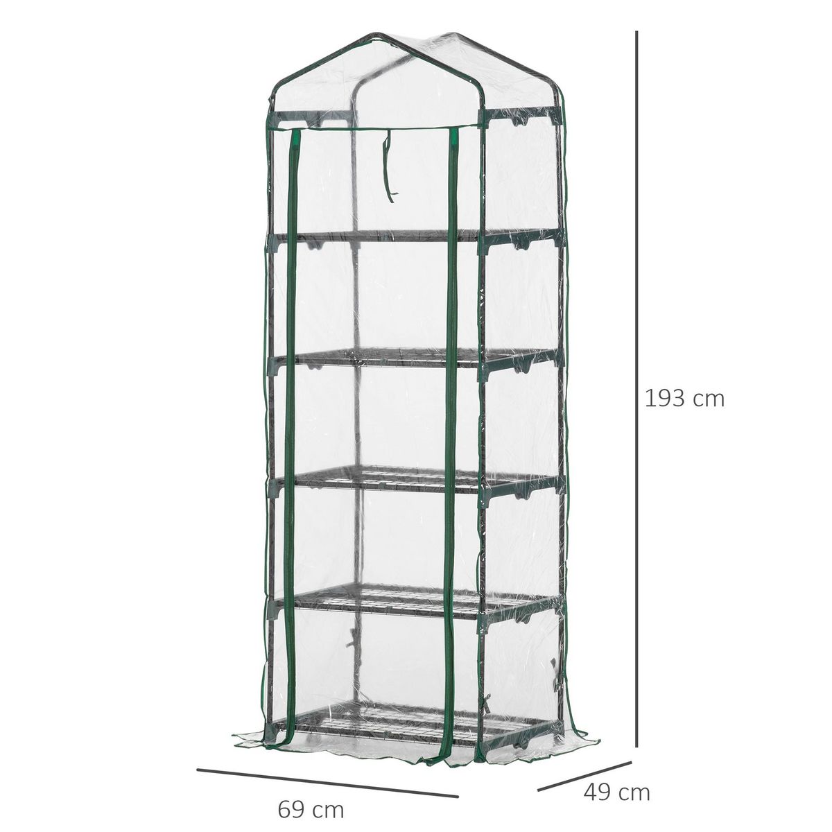 OUTSUNNY Serre de jardin balcon étagère serre 5 niveaux 0,69L x 0,49l x 1,93H m acier galvanisé bâche amovible PVC vert
