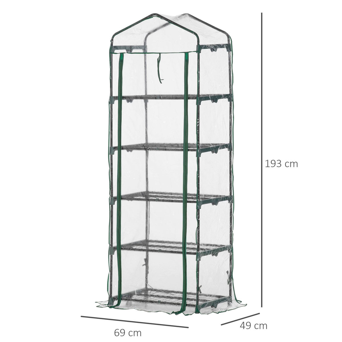 OUTSUNNY Serre de jardin balcon étagère serre 5 niveaux 0,69L x 0,49l x 1,93H m acier galvanisé bâche amovible PVC vert