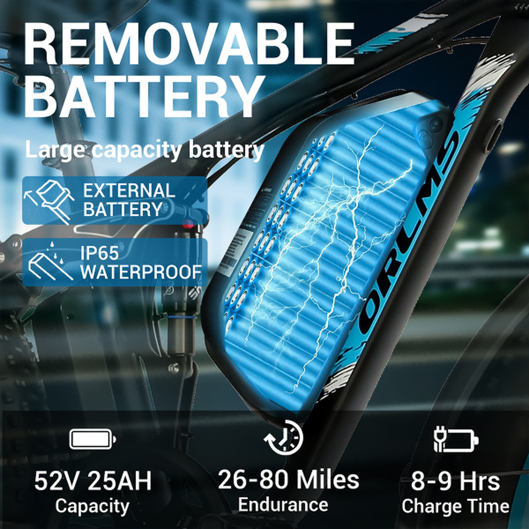 Voir la diapositive 6 : ORLMS Vélo électrique ORLMS V3, double moteur, batterie 60 V 25 Ah