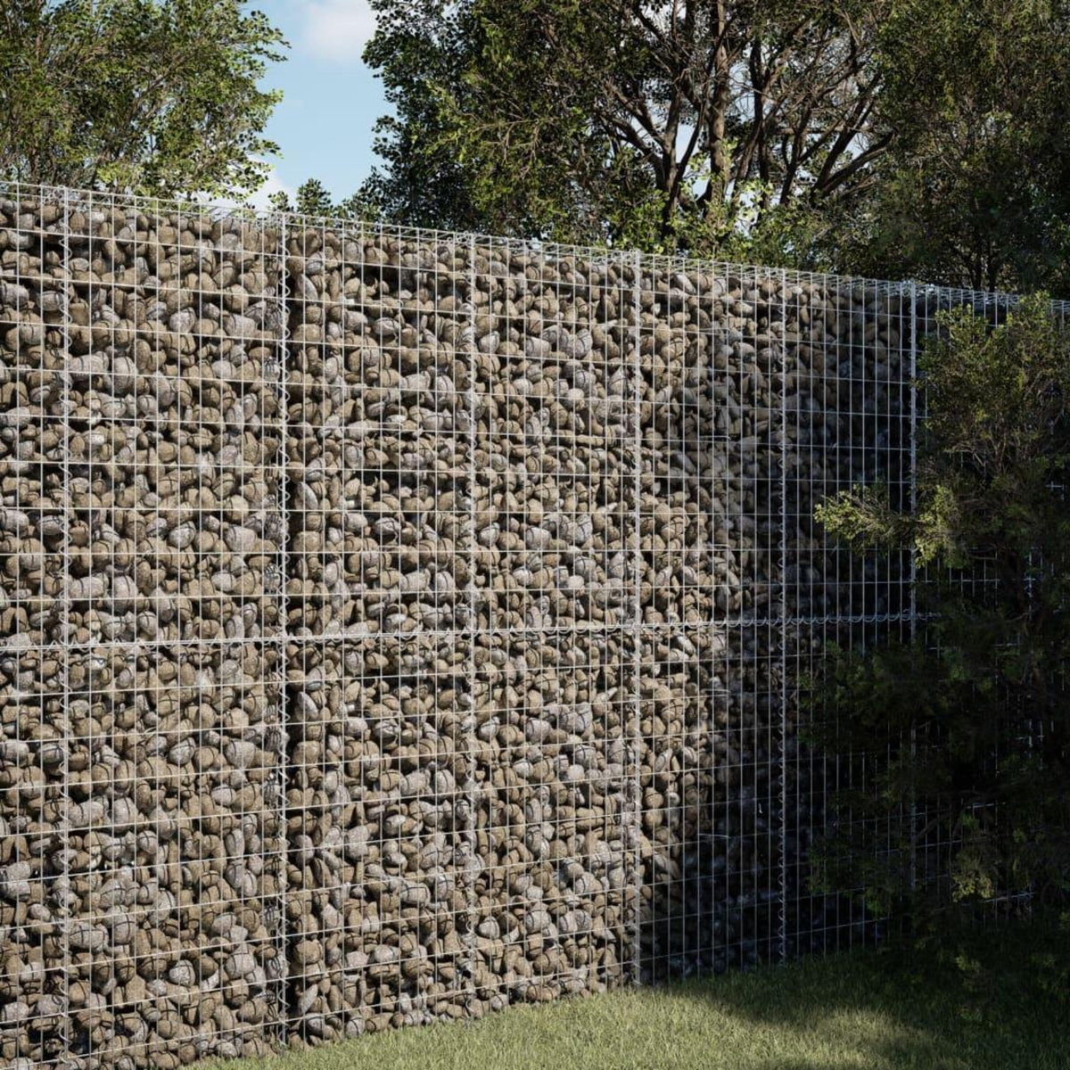 VIDAXL Panier gabion avec couvercle 100x100x200 cm fer galvanise