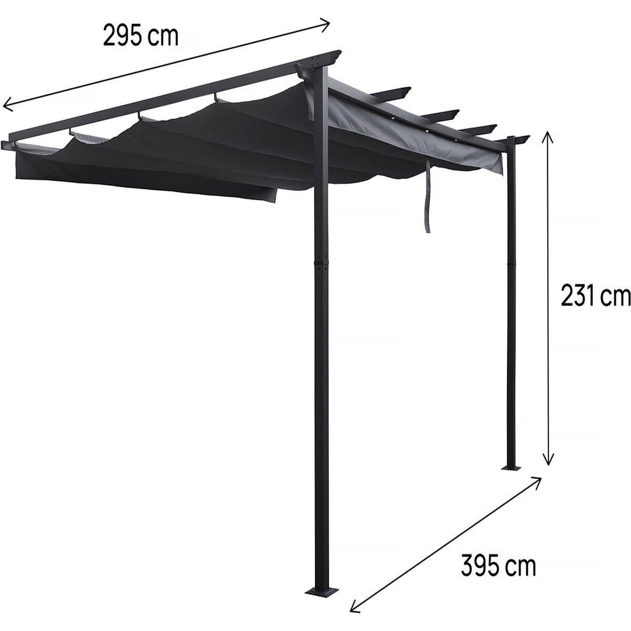Voir la diapositive 4 : Habitat et Jardin Pergola adossée en aluminium avec toit rétractable-  3 x 4 m -  gris
