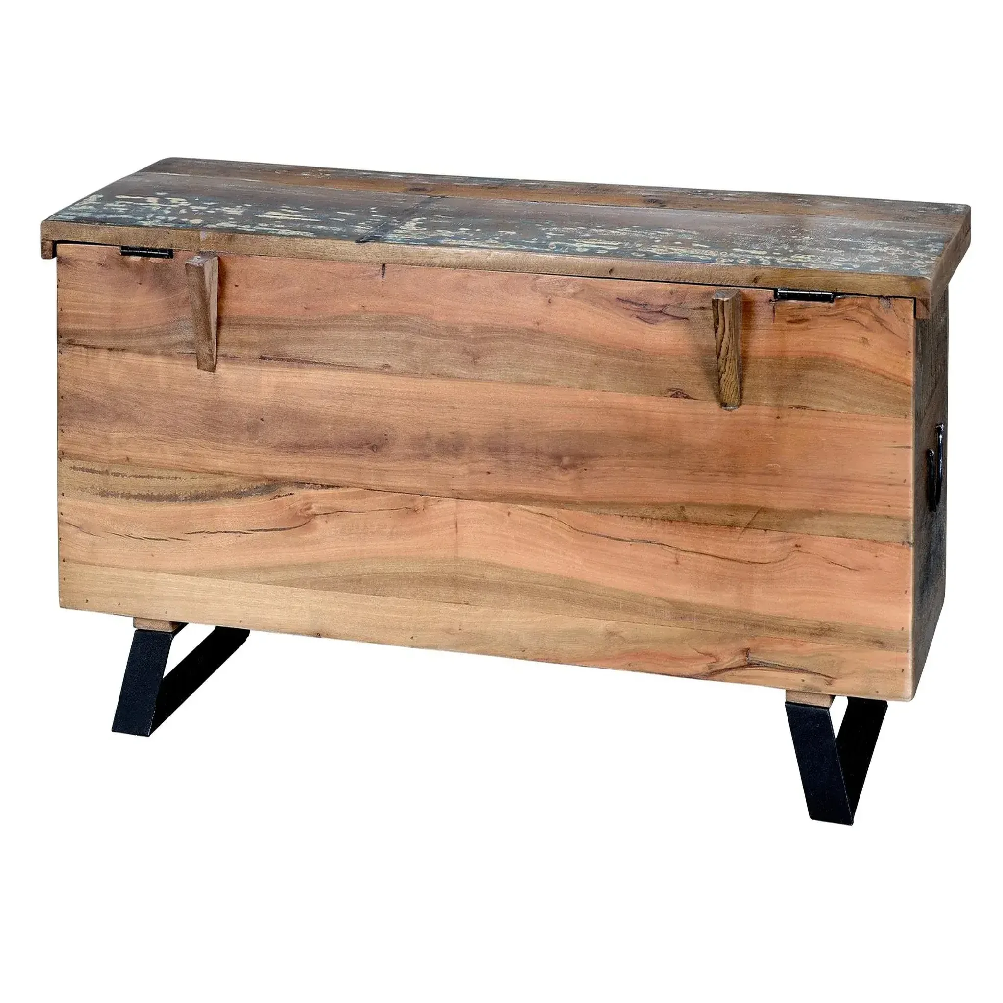 Voir la diapositive 4 : GINER Y COLOMER SL Coffre en bois recyclé 116 cm style vintage industriel