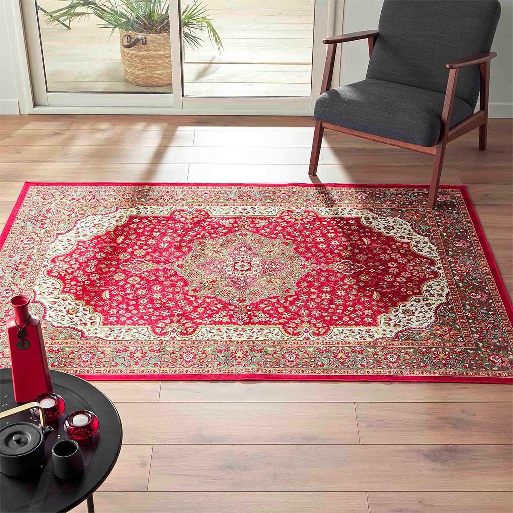 Voir la diapositive 4 : Douceur d'Intérieur Tapis déco tissé  ispahan  140x200cm rouge