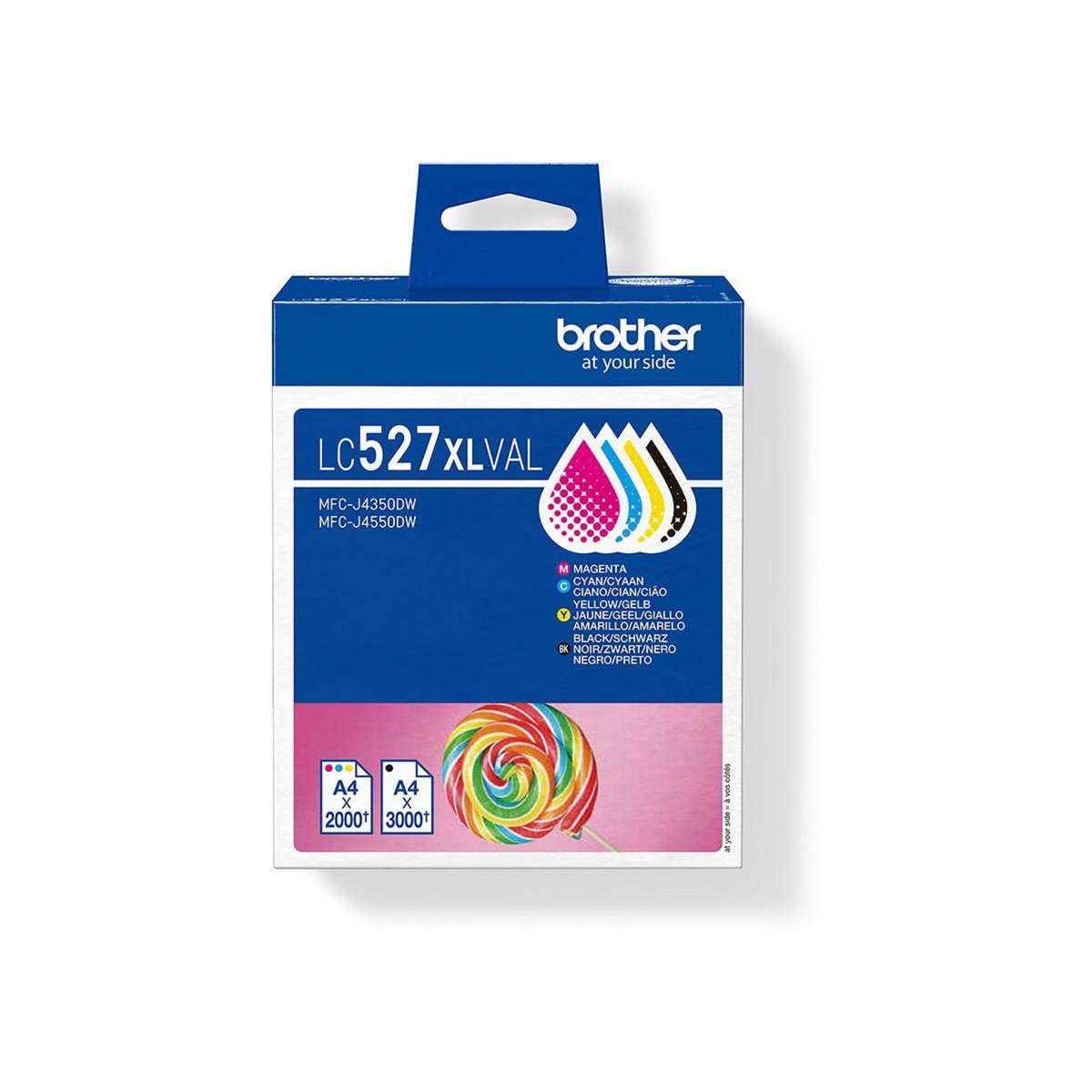 Brother Cartouche d'encre Pack Multipack 4 Originales LC527 XL (Noir + 3 Couleurs) - LC527XLVAL