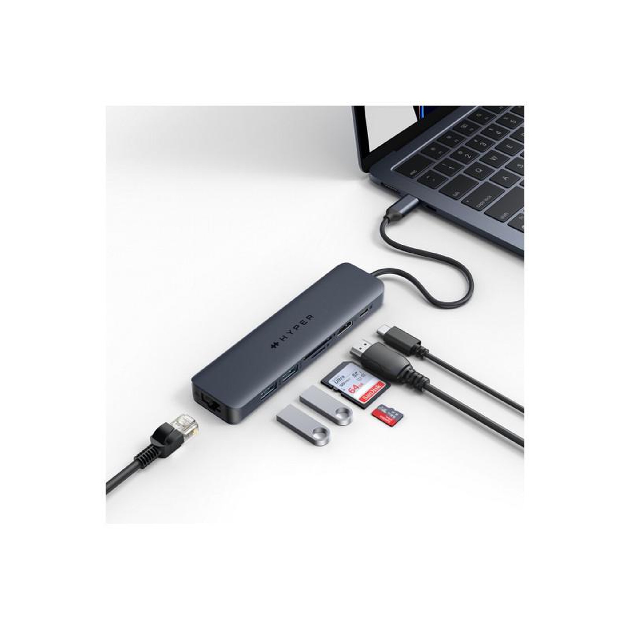 Voir la diapositive 2 : HYPER Adaptateur et convertisseur Hyper HUB USBC 7 EN 1 ECOSMART GENERATION 2 100 W PD
