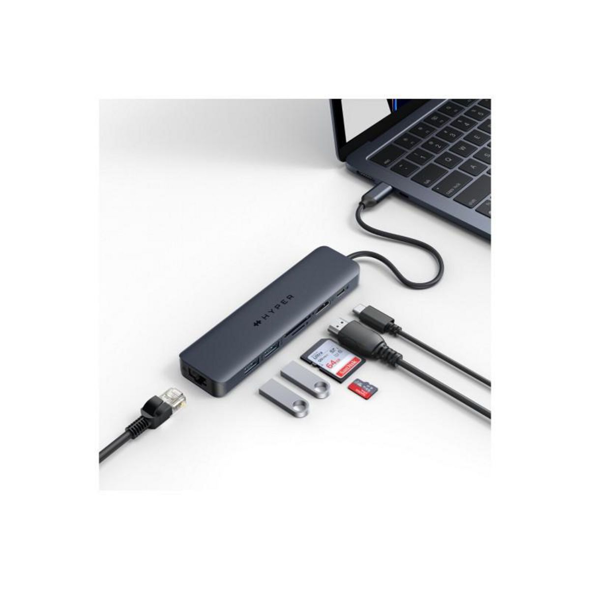 HYPER Adaptateur et convertisseur Hyper HUB USBC 7 EN 1 ECOSMART GENERATION 2 100 W PD