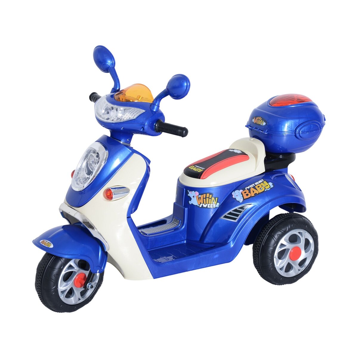 HOMCOM HOMCOM Moto scooter électrique pour enfants 6 V env. 3 Km/h 3 roues  et topcase effet lumineux et sonore rose pas cher 