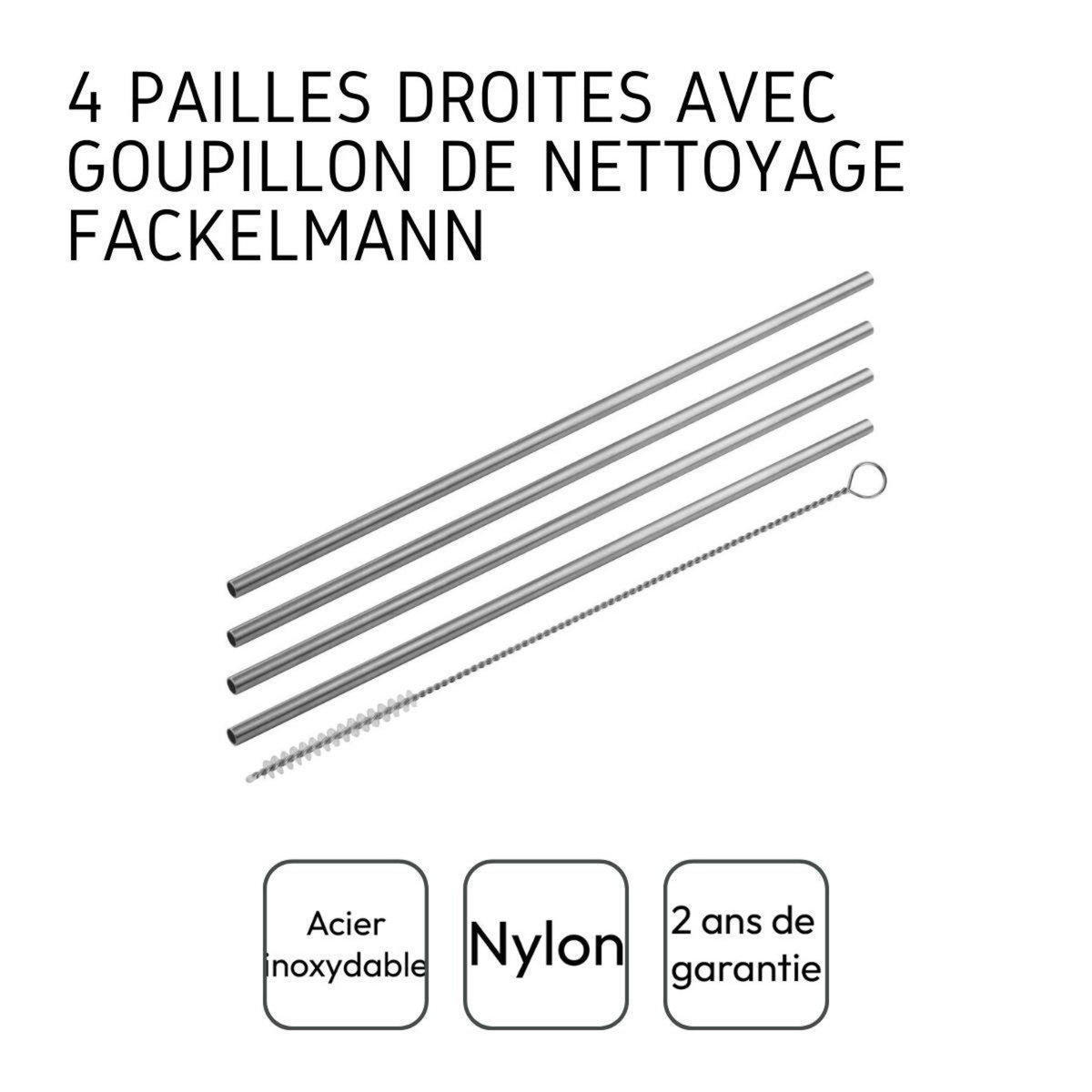 Fackelmann Lot de 4 pailles en inox avec goupillon 24 cm Fackelmann Bar Concept