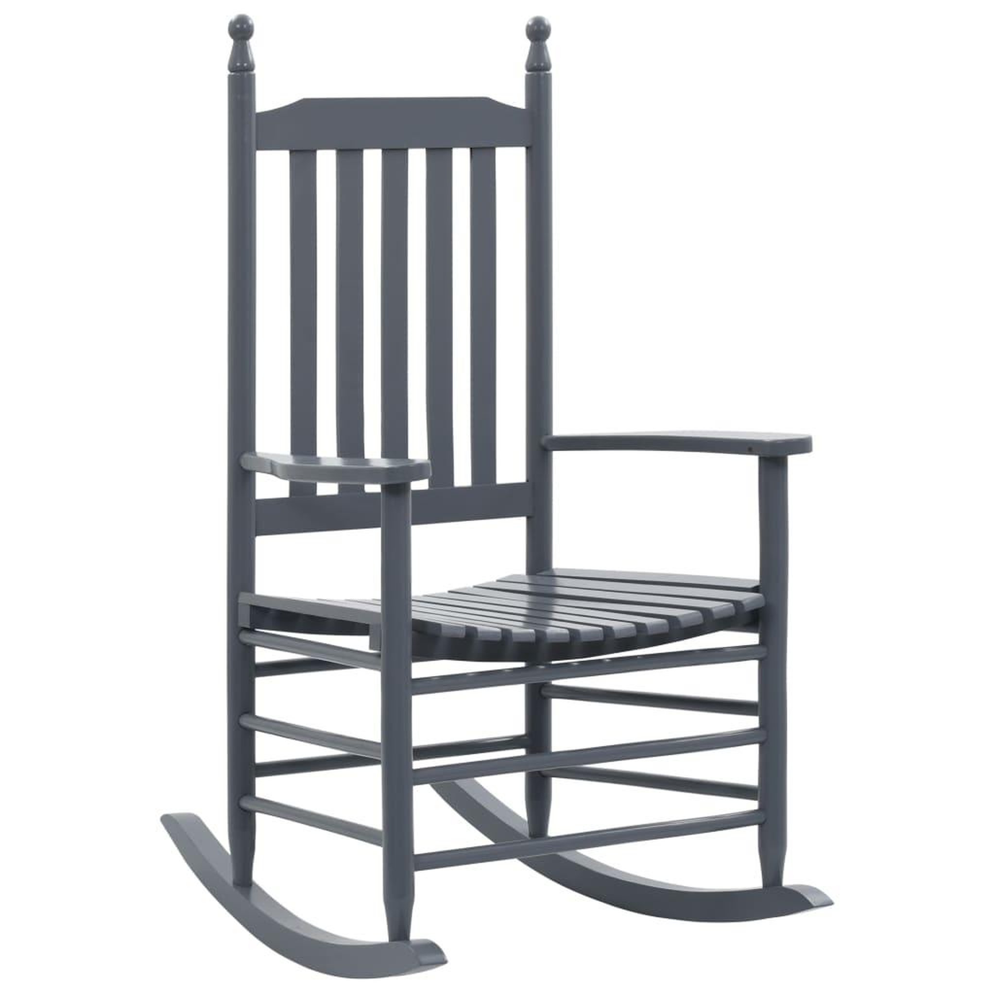 Voir la diapositive 1 : VIDAXL Chaise a bascule avec siege incurve Gris Bois de peuplier