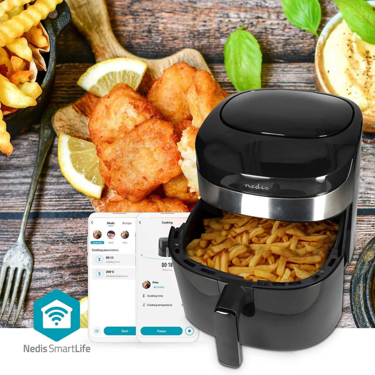 NEDIS Friteuse à air chaud smart life - wi-fi - noir - kaaf180bkw
