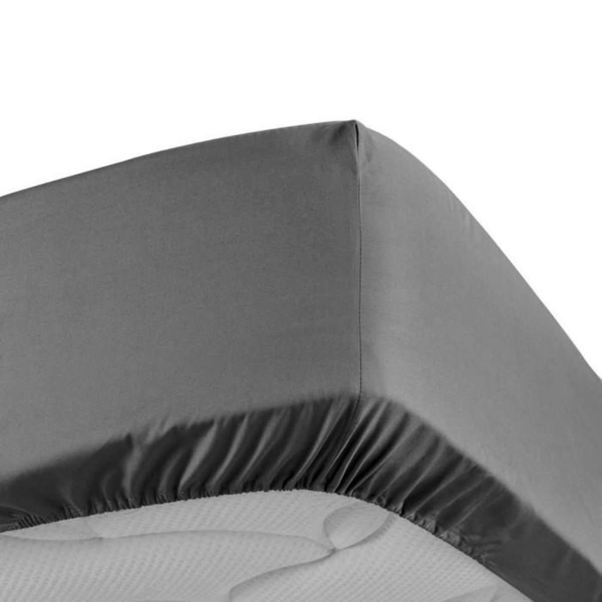 Paris Prix Drap Housse  Percaline  160x200cm Gris Acier