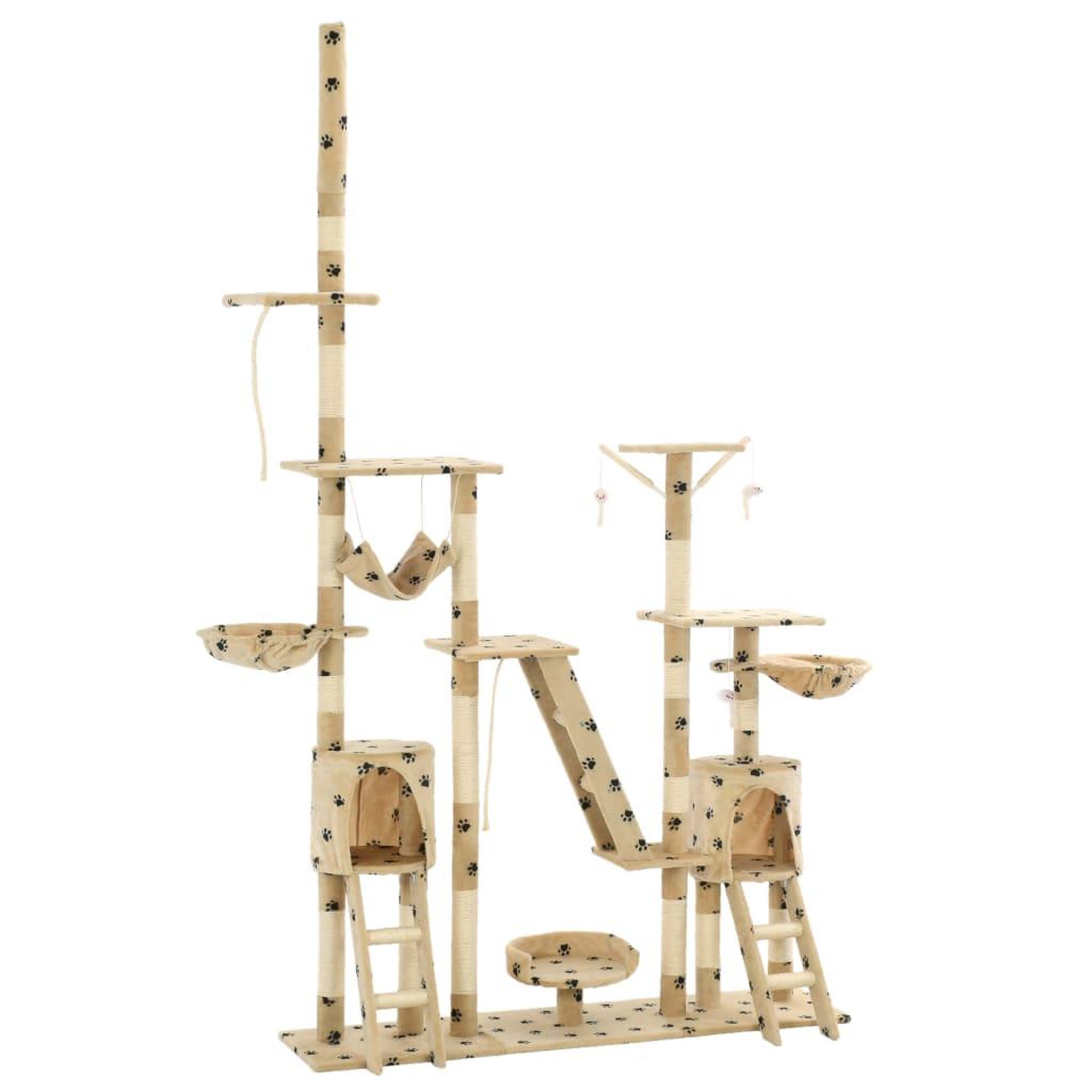 Voir la diapositive 1 : VIDAXL Arbre a chat et griffoirs 230-250 cm Empreintes de pattes Beige