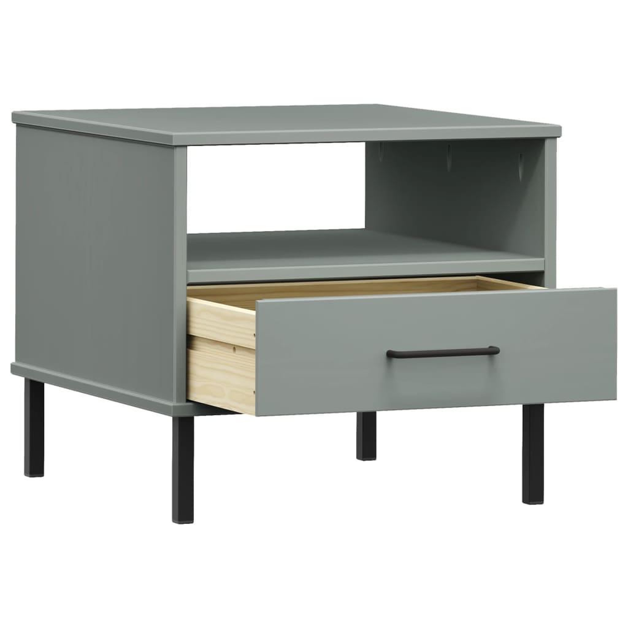 Voir la diapositive 5 : VIDAXL Table de chevet avec pieds en metal Gris Bois pin massif OSLO