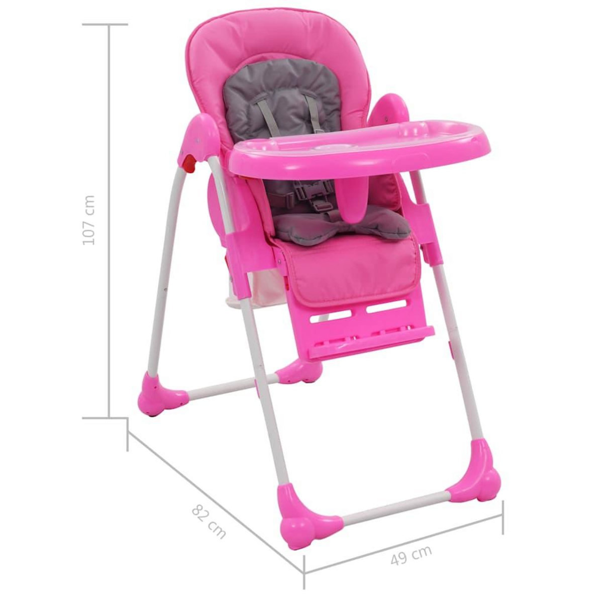 VIDAXL Chaise haute pour bebe Rose et gris