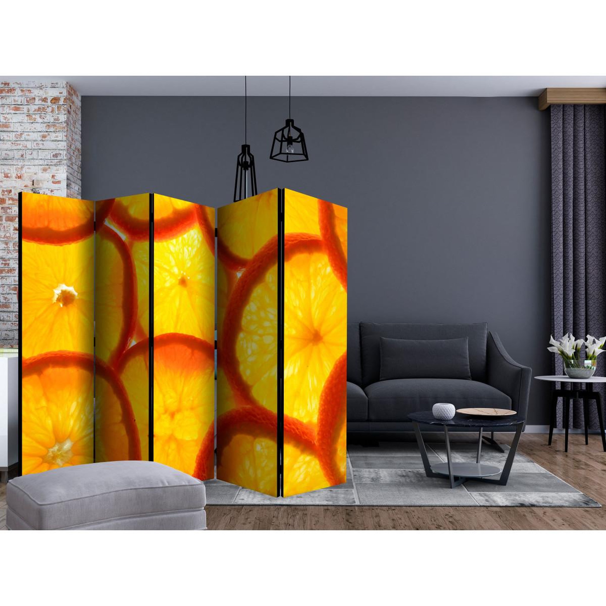 Voir la diapositive 2 : Paris Prix Paravent 5 volets  orange slices  172x225cm