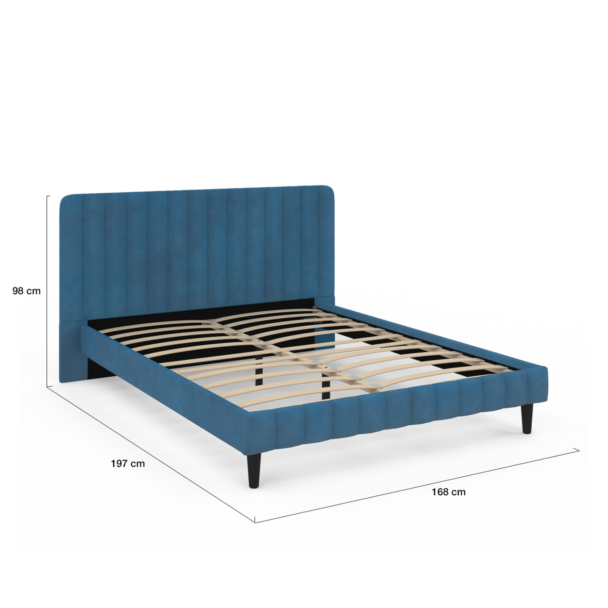 Voir la diapositive 4 : ID MARKET Lit double annie avec tête de lit et sommier 140 x 190 cm velours bleu
