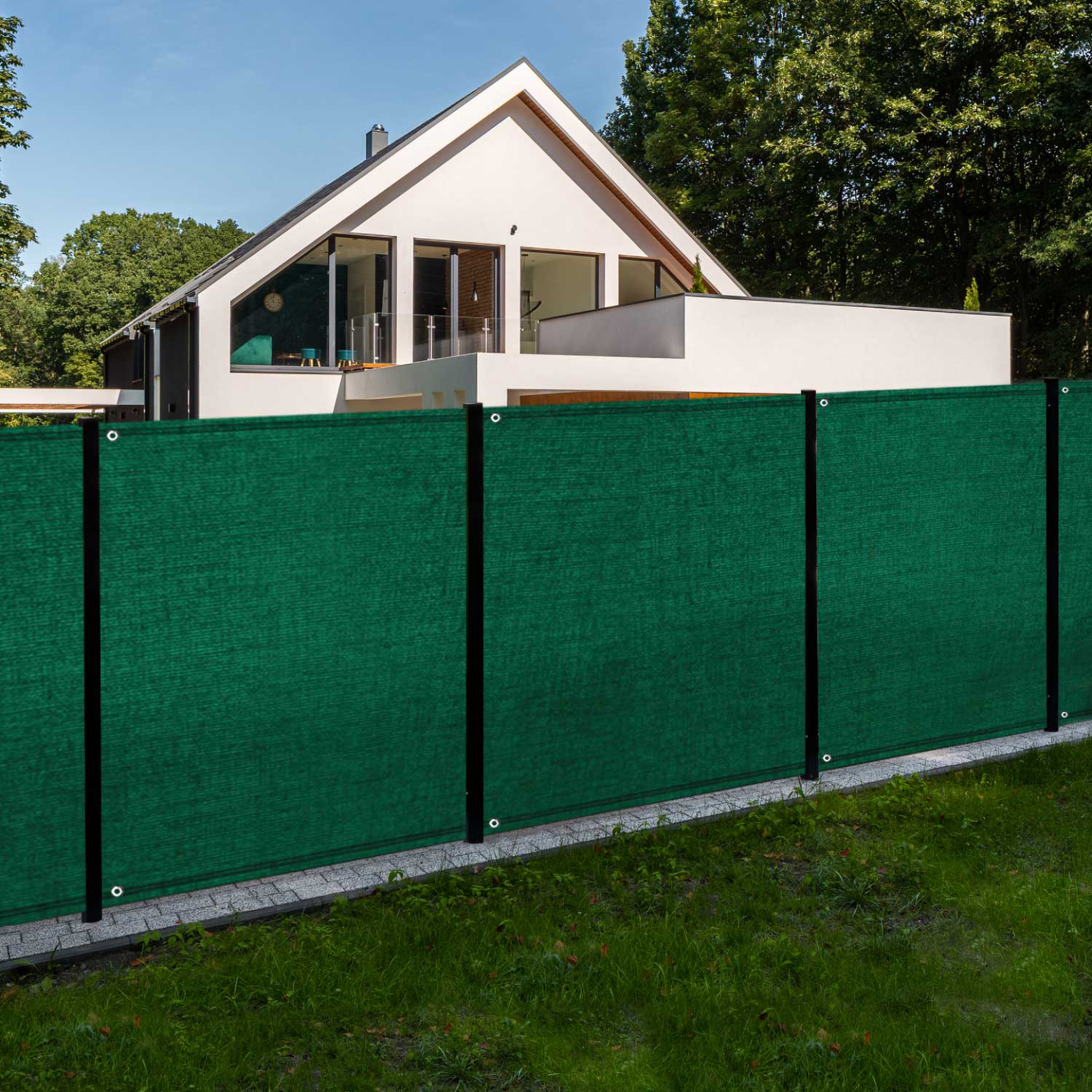 Voir la diapositive 2 : ID MARKET Brise vue renforcé 1,5 x 10 m vert 150 gr/m² gamme supérieure