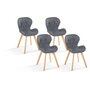 Lot de 4 chaises en tissu style scandinave pieds bois massif GAYA