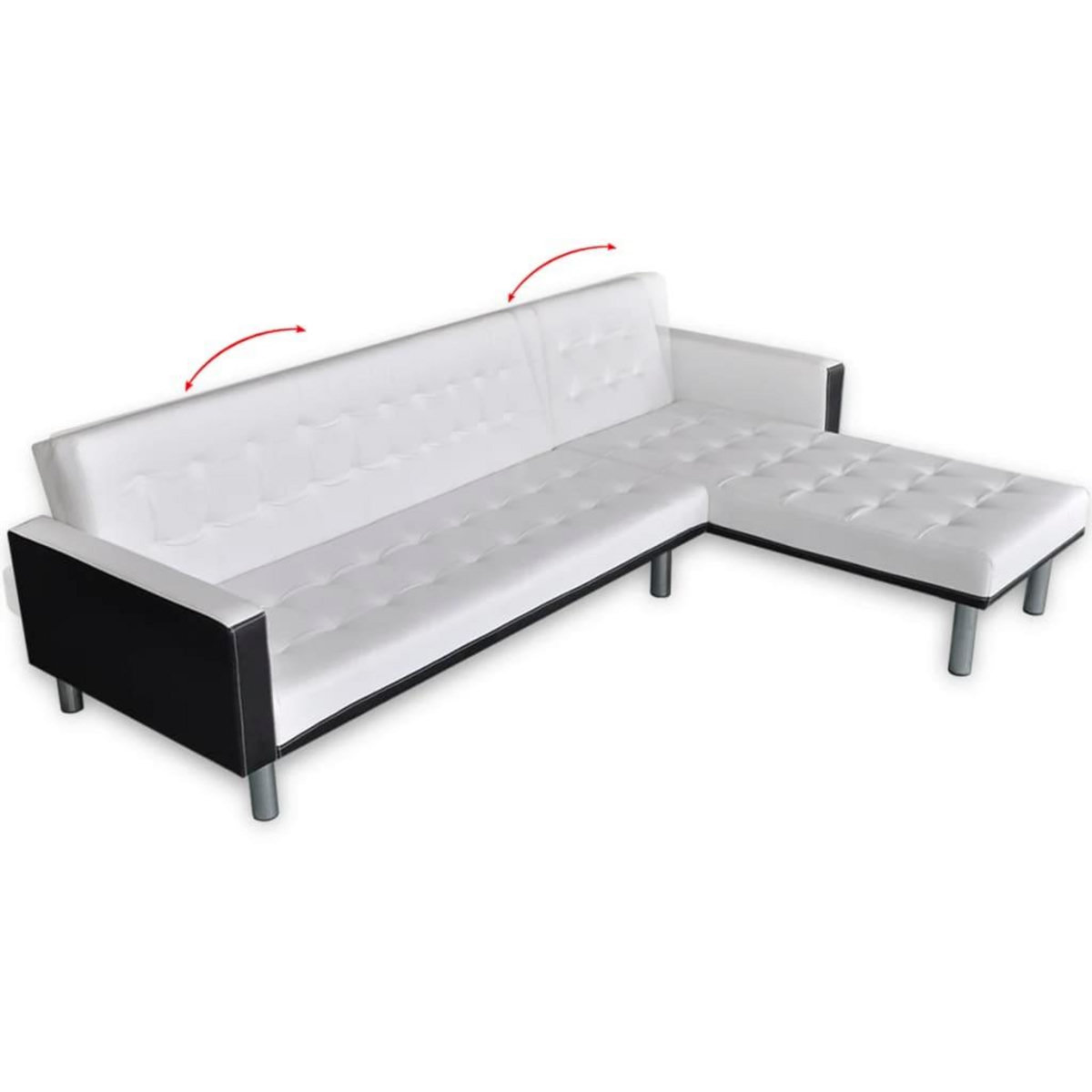 VIDAXL Canape-lit en forme de L similicuir blanc