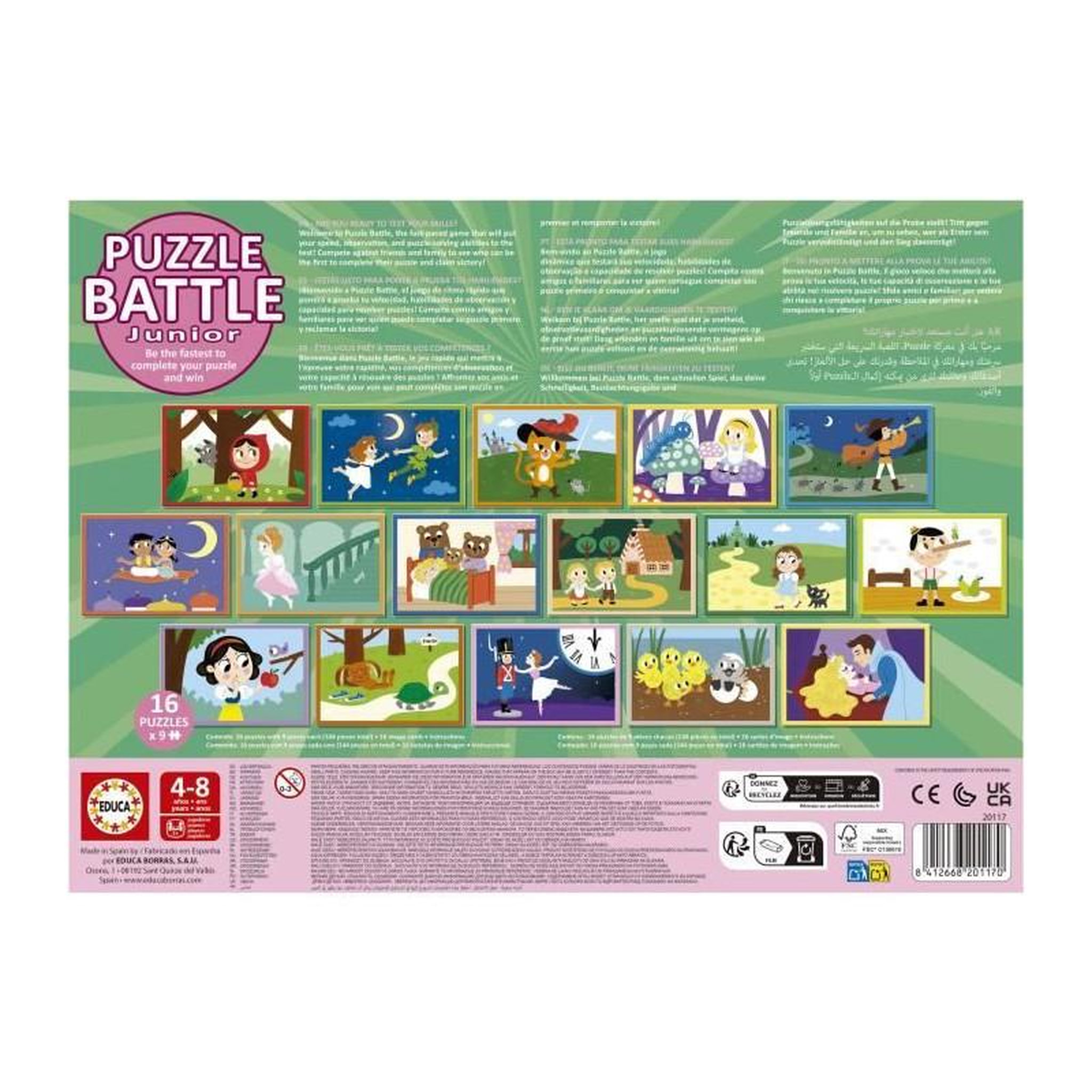 Voir la diapositive 3 : EDUCA Puzzle enfant Battle Jr Contes – 16 puzzles – Jeu éducatif –  Educa