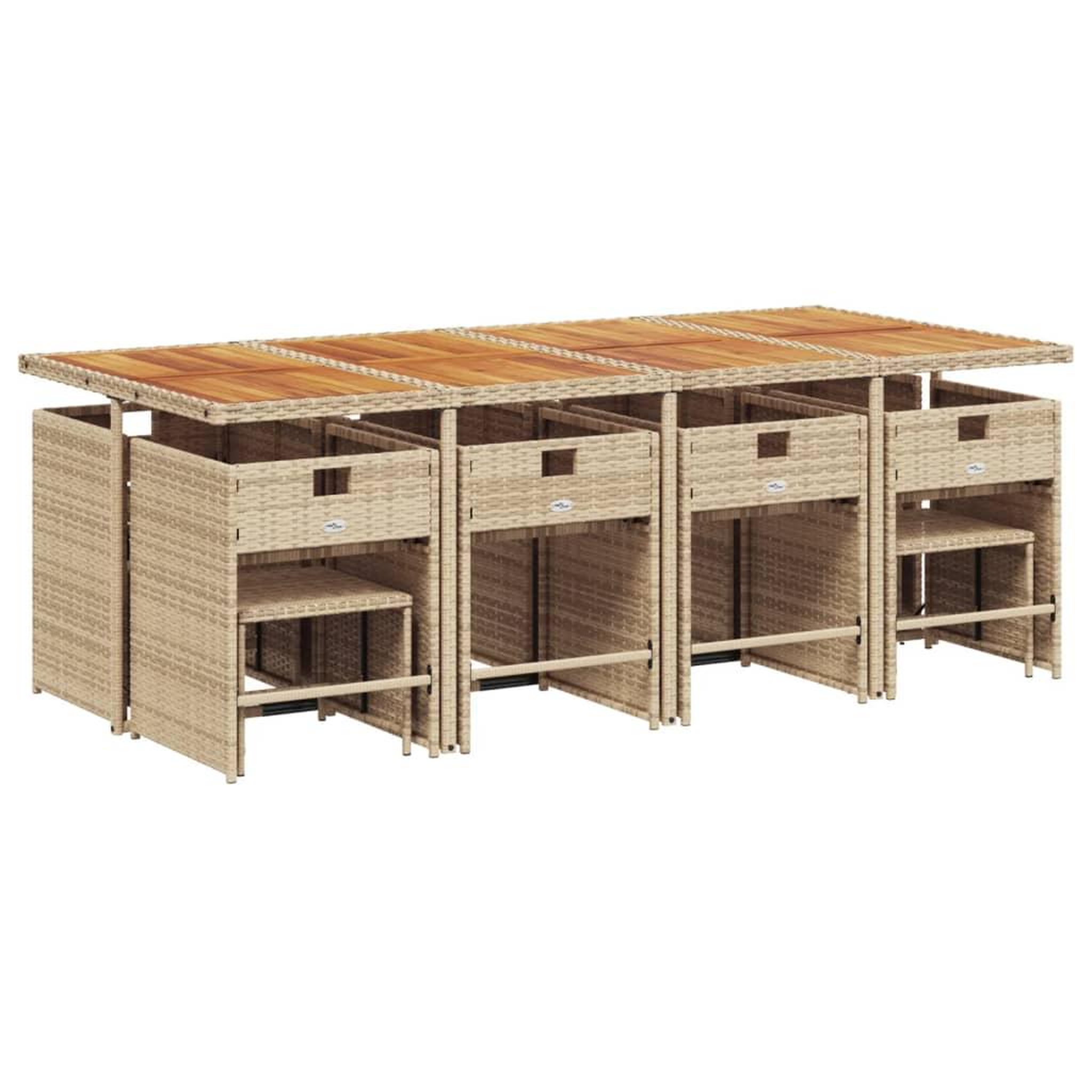 Voir la diapositive 5 : VIDAXL Ensemble a manger de jardin et coussins 13 pcs beige