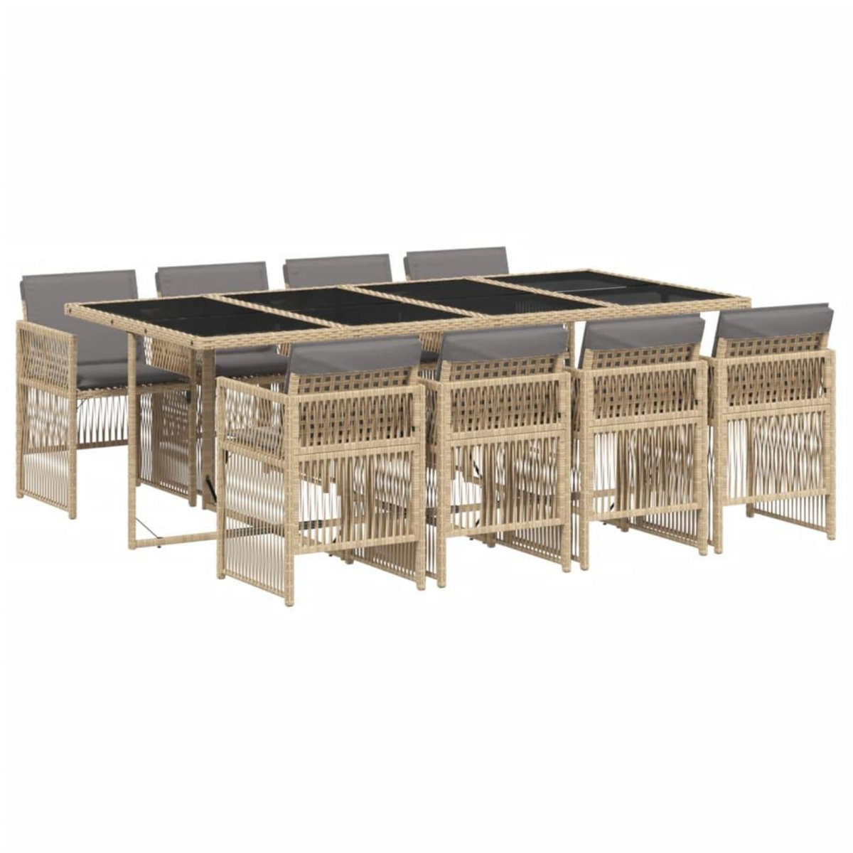 VIDAXL Ensemble a manger de jardin et coussins 9 pcs melange beige