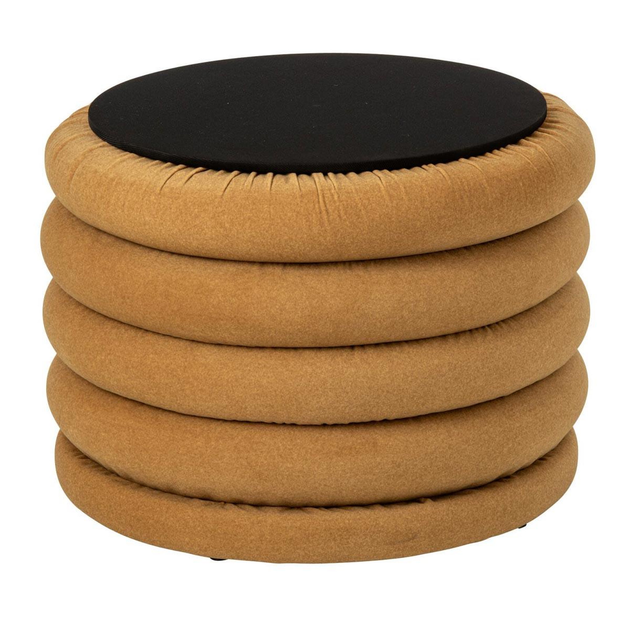 Voir la diapositive 3 : J-LINE Pouf coffre côtelé  mich  59cm ocre