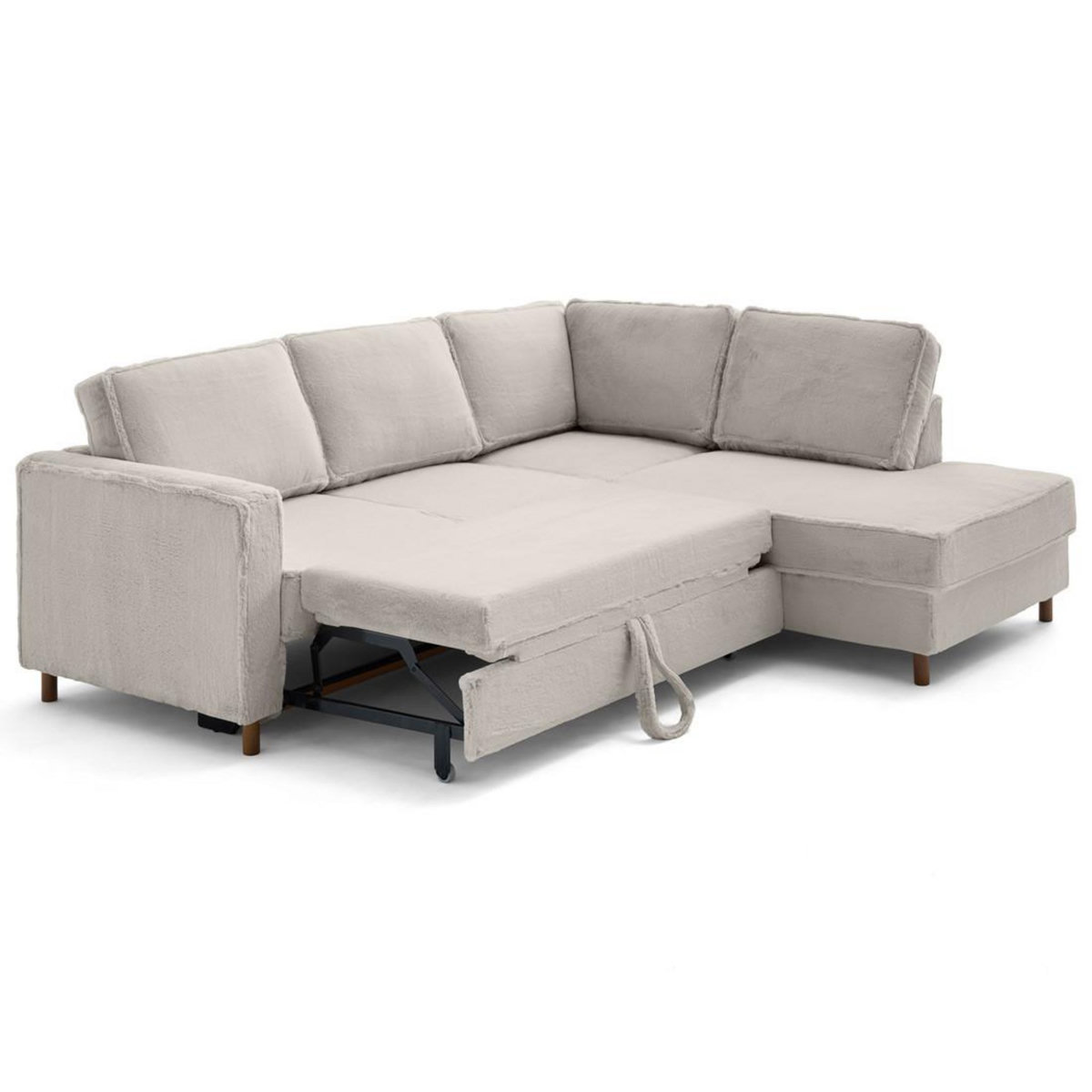 LISA DESIGN Jake - canapé d'angle droit 5 places convertible en fausse fourrure