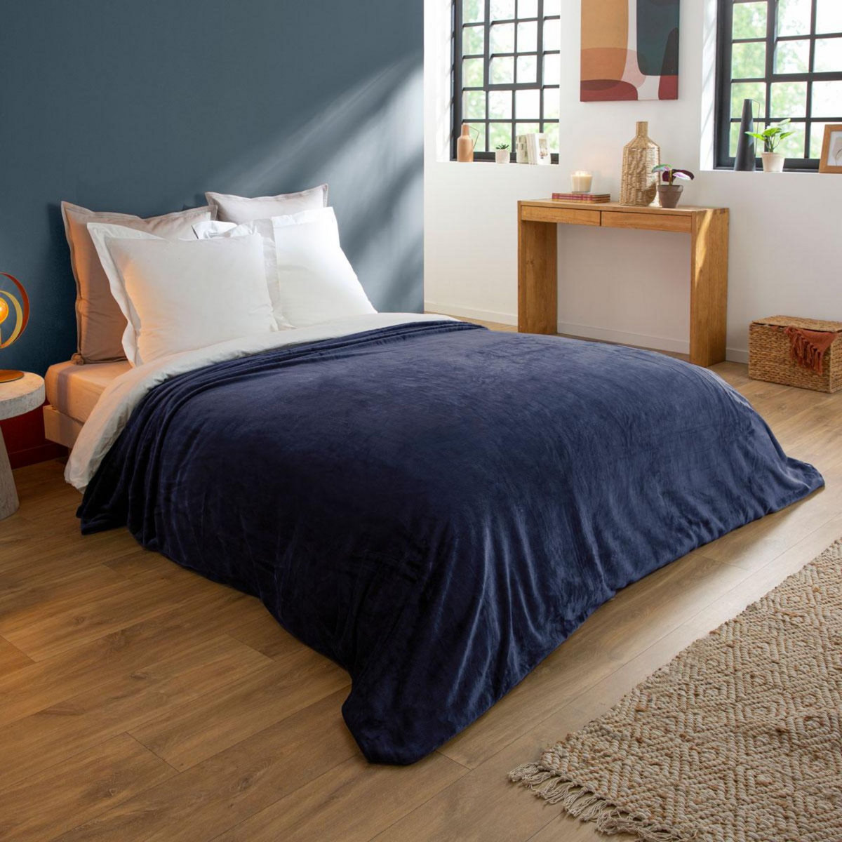 DODO Couverture Polaire Extra Douce Coloris Bleu