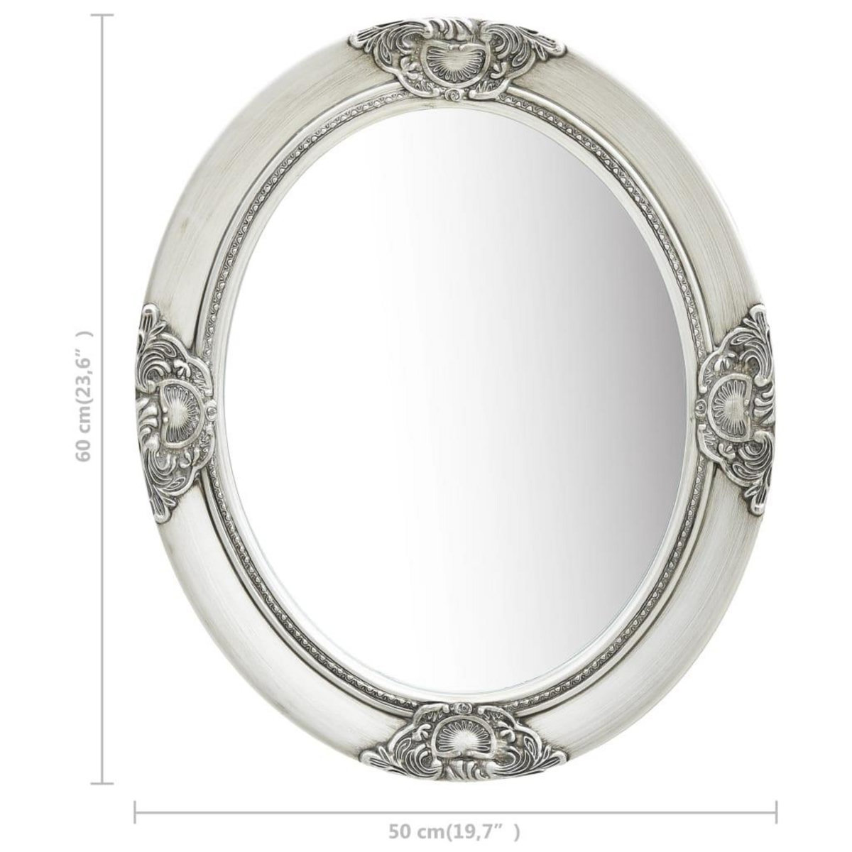 VIDAXL Miroir mural style baroque 50x60 cm Argente