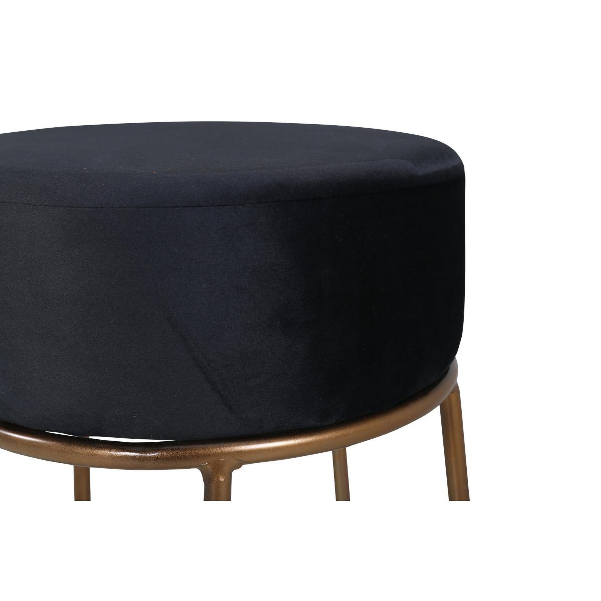 Voir la diapositive 2 : Paris Prix Pouf design en velours  petra  46cm noir & cuivre