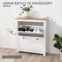 Voir la diapositive 4 : HOMCOM Armoire à chaussures 2 portes abattantes 2 compartiments poignées coquilles métal MDF blanc chêne clair