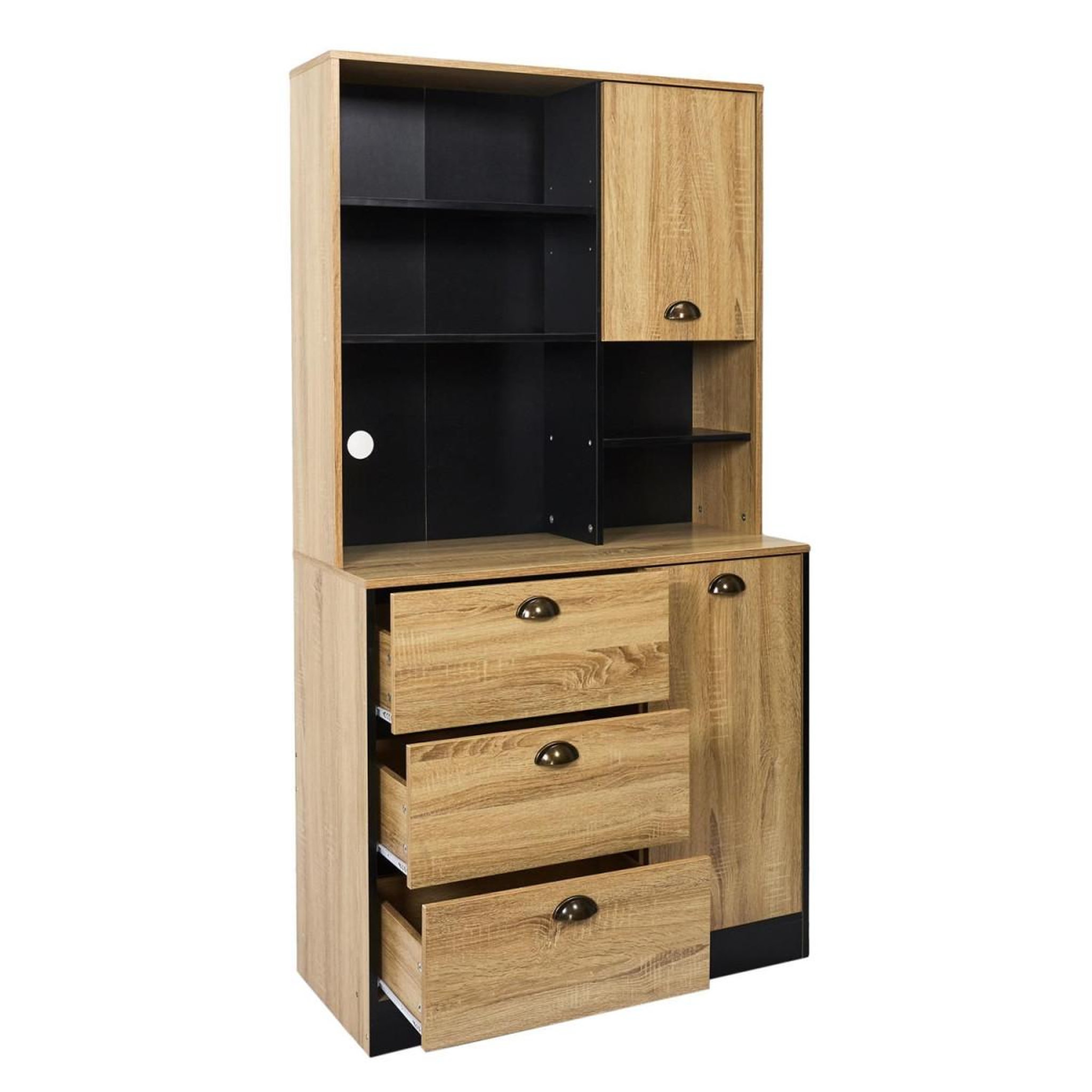Voir la diapositive 4 : The Home Deco Factory Buffet de Cuisine  Chef  169cm Naturel & Noir