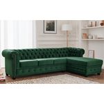 LISA DESIGN William - canapé chesterfield d'angle droit - 4 places - en velours. Coloris disponibles : Bleu, Gris, Jaune, Vert