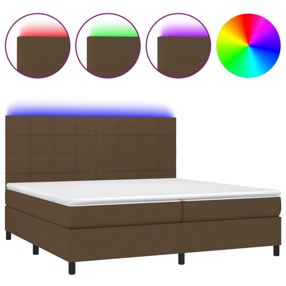 VIDAXL Sommier a lattes de lit matelas et LED Marron fonce 200x200 cm