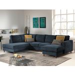 LISA DESIGN Jake - canapé panoramique d'angle gauche - convertible avec coffre - 7 places - en velours côtelé. Coloris disponibles : Beige